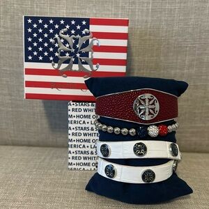 Rustic Cuff Patriotic Bracelet Set